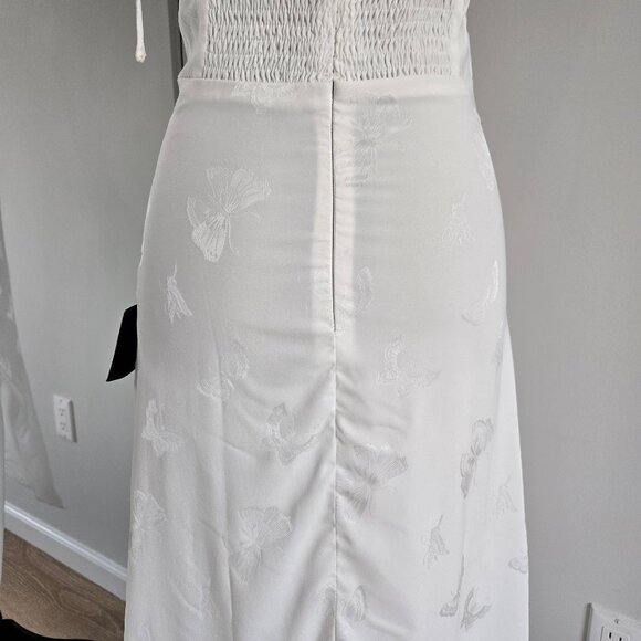 Lulus Wishing on Love White Satin Jacquard Midi Dress Small New With Tags $69 - Picture 13 of 15